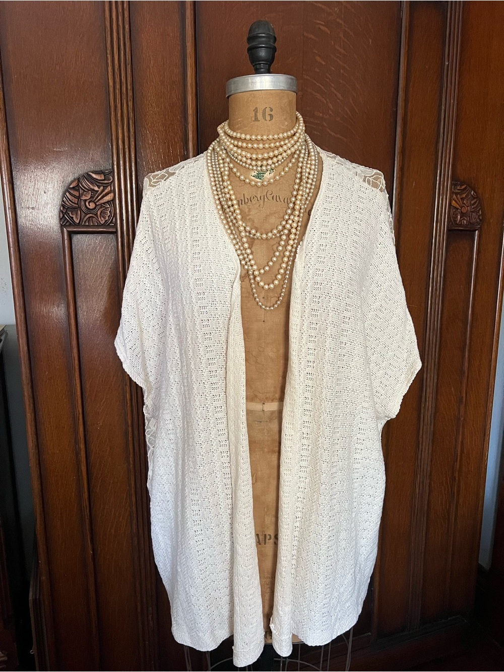 NWT Crowned Free Cream Open-Knit Lightweight Cardigan